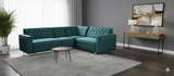 Load image into Gallery viewer, Corner Sofa Green &amp; Gold