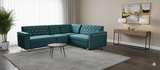 Load image into Gallery viewer, Corner Sofa Green &amp; Gold