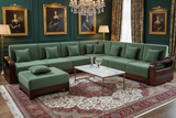 Load image into Gallery viewer, W Sofa Scotland green velvet sectional in a luxurious living room