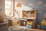 Load image into Gallery viewer, Orbit kids study table with storage in a bright cheerful children's bedroom